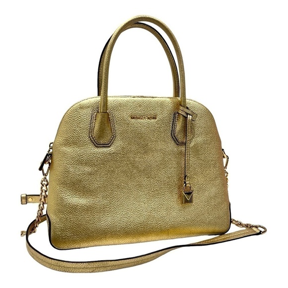 MICHAEL MICHAEL KORS
Mercer Large Metallic Leather Dome Satchel Bag  Gold - Picture 7 of 17